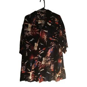 George Fourth of July Cats Hawaiian Shirt 3XL (54-56) Made In Bangladesh
